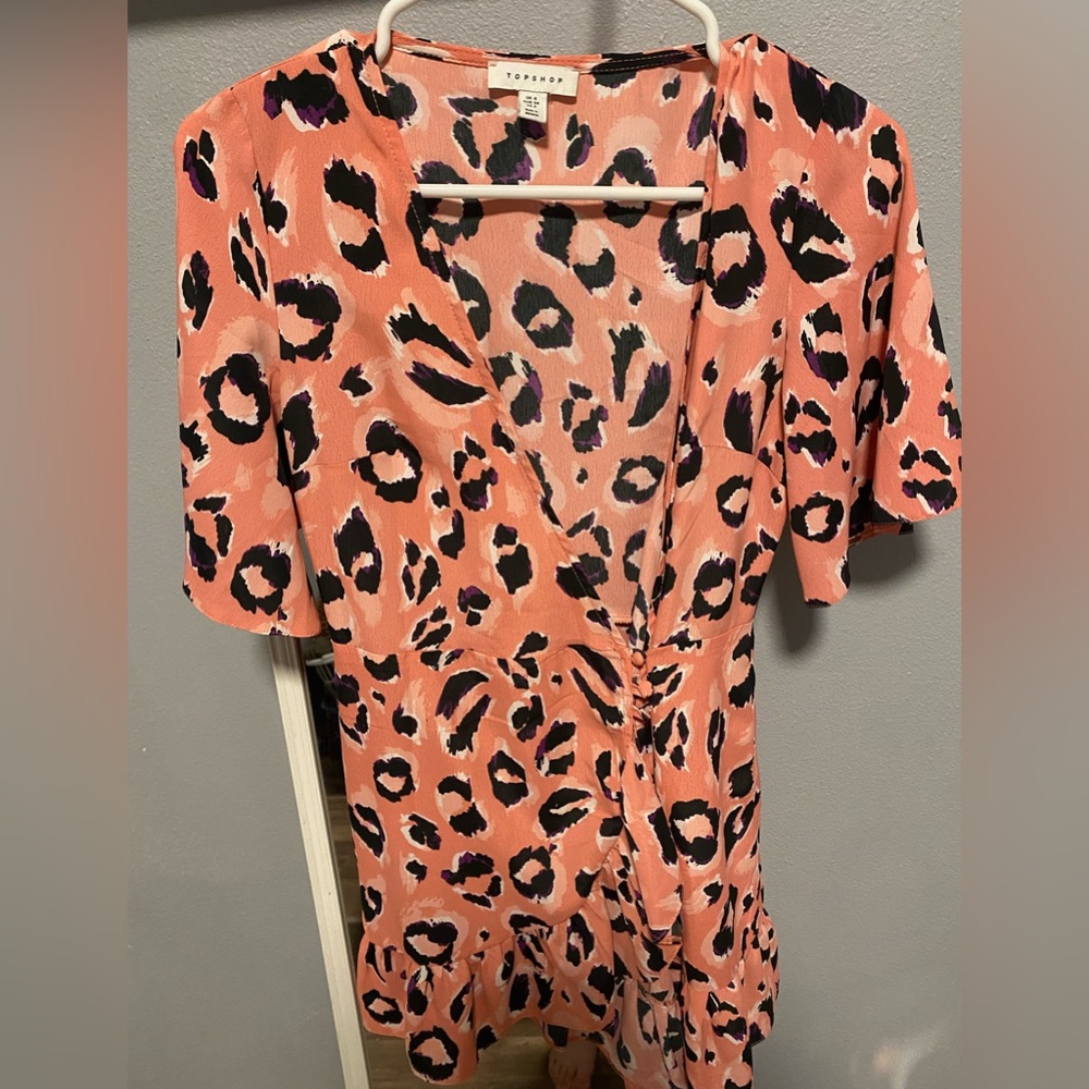 Pink Leopard Print Topsop Dress Size 2